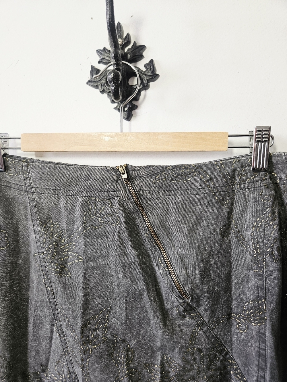 Vintage Firma Italy Floral Grunge Skirt Size 12 Midi Asymmetrical Zip - Picture 4 of 6